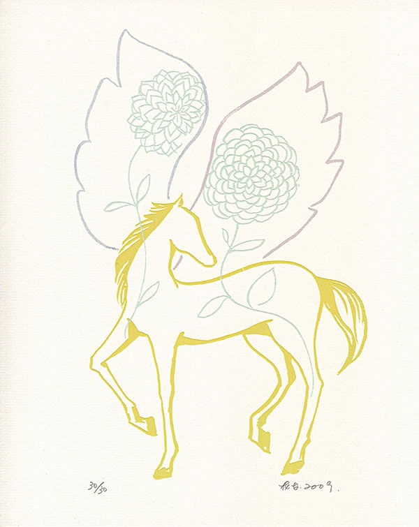 ペガサス絵画 絵画 （Pegasus loves the moon）開運 額付 ペガサス 絵画 Love