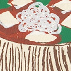 お寿司、味噌汁付き＊版画（シルクスクリーン）ポストカード5枚 まぐろ 牡丹海老 いくら コハダ 和食 5枚目の画像