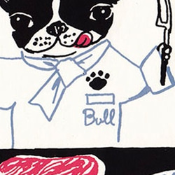 正月の犬＊版画（シルクスクリーン）ポストカード＊3枚セット＊年賀状 フレンチブル ステーキ 牛 丑 2枚目の画像