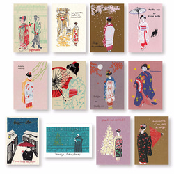 舞妓さん12枚セット＊版画（シルクスクリーン)＊ポストカード12枚