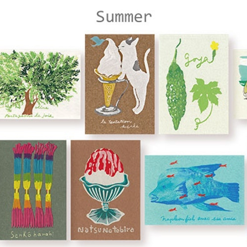 四季折々のカードセットgift封筒付＊版画（シルクスクリーン）ポスト
