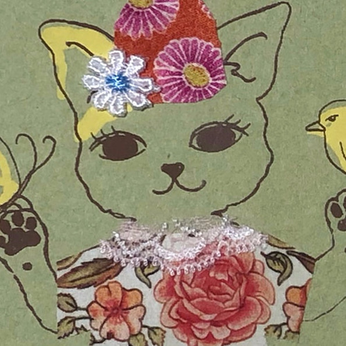 おしゃれ猫2type＊コラージュgreeting2枚セット＊版画＊各1点もの