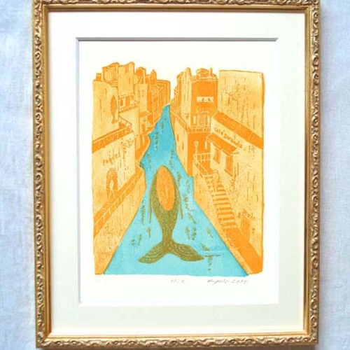 鯨の棲む街 *シティサイド・版画(シルクスクリーン)*クジラ 鯨の棲む街 *シティサイド・版画(シルクスクリーン)*クジラ