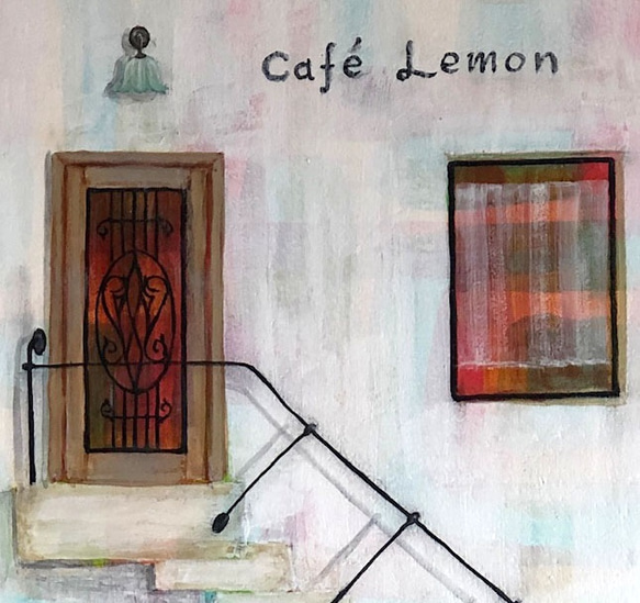 title「 Cafe lemon」アクリル画,絵画,建物,タンポポ カフェ 3枚目の画像