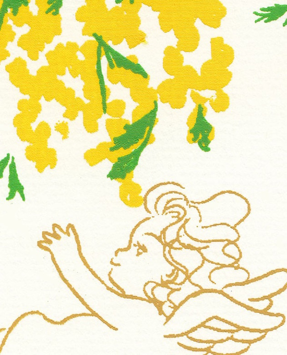 「エンジェル ミモザ」（シルクスクリーン）＊絵,mimosa,angel,春,黄色,花,フラワー,天使,インテリア 6枚目の画像