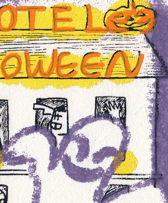 ハロウィン２種のgreetingcard setB＊版画＊限定 halloween カボチャ コラージュ 布 秋 5枚目の画像