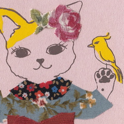 ソロCatgirl コラージュgreeting＊版画＊限定１枚  猫 小鳥 グリーティング cat bird 2枚目の画像