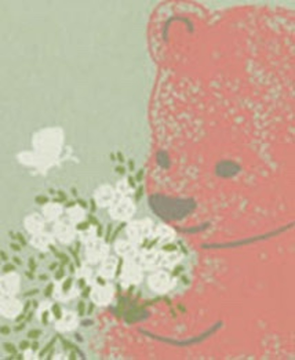 癒しの草花と動物４枚set＊版画（シルクスクリーン)＊ポストカード4枚＊クローバー マーガレット 猫 クマ 白熊 2枚目の画像