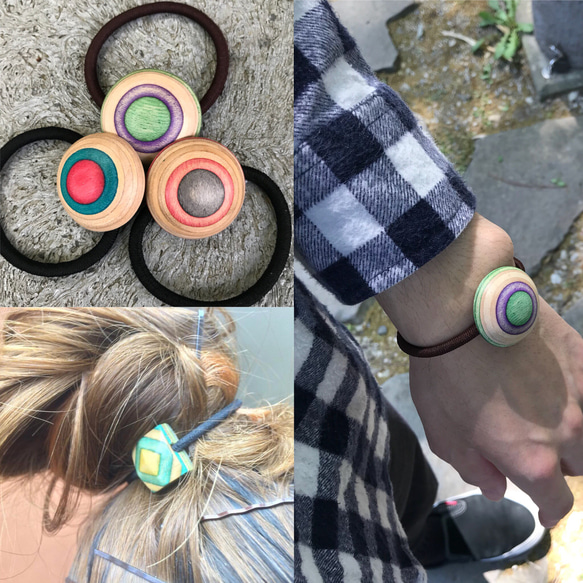 【即納】Skateboard Hair Band ❸ ヘアゴム スケートボード 木製 木目 職人手作り 高品質 4枚目の画像