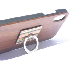 スマホリング付きiPhoneケース スケートボード 木製ケース 天然木 バンカーリング 4枚目の画像