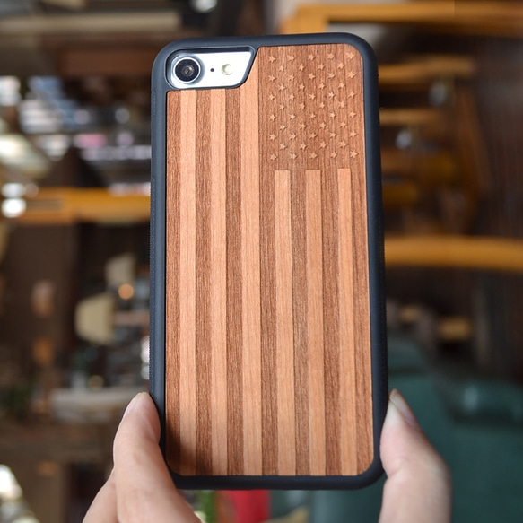 送料無料 iPhoneケース 木製ケース 天然木 木目調 ウッドケース 無垢材 高級 大人 2枚目の画像