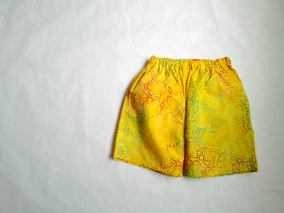 【現品限り】子供甚平　moda fabric  バティック黄色　100サイズ 10枚目の画像