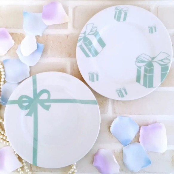 リボン ブルーボックス プレート 未使用】ティファニー ブルーボックス