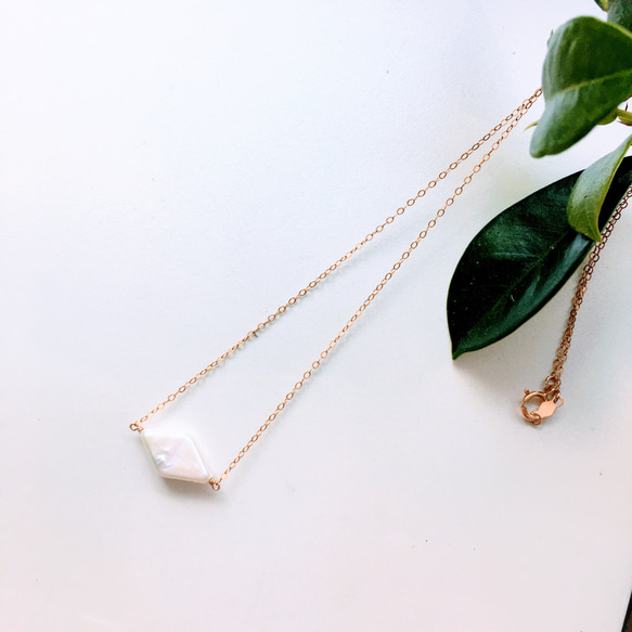 14kgf金珍珠淡水珍珠鑽石珍珠（項鍊）粉紅色或白色 第1張的照片