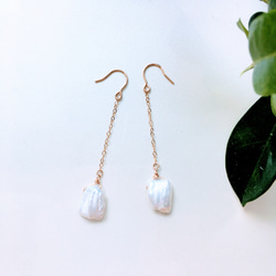 14kgf gold genuine pearl 淡水パール ハート 真珠(フックチェーン