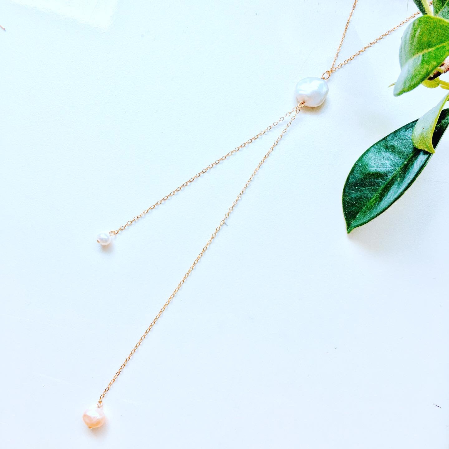 14kgf gold genuine pearl ピンク 桜色 淡水パール 真珠 (ネックレス)