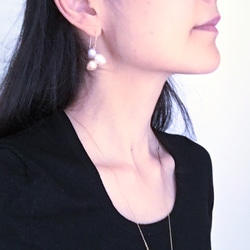 14kgf黃金正品珍珠粉色、紫色、白色淡水珍珠珍珠（掛鉤耳環） 第8張的照片