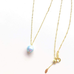 『Creema10周年』18k gold genuine pearl アコヤパール 真珠（ネックレス）ブルーグレー 1枚目の画像