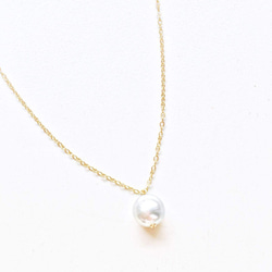 『Creema10周年』18k gold genuine pearl アコヤパール 真珠（ネックレス）ブルーグレー 3枚目の画像