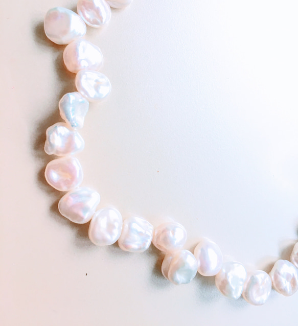 14kgf gold pearl バロックパール 真珠（ネックレス）ホワイト 2枚目の画像