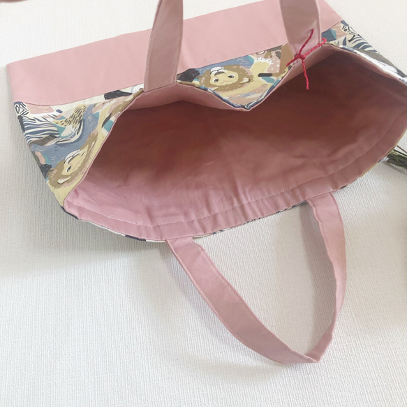 『現品限り』アニマル柄のレッスンバッグ《ピンク》 3枚目の画像