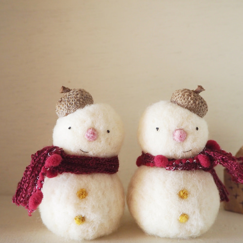 羊毛フェルト 雪だるま 受注制作》羊毛フェルト＊スノーマン(雪だるま) - Loco's Felt