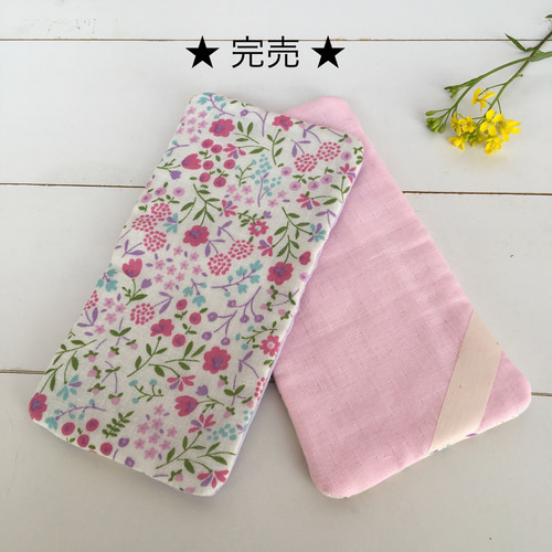 8重ガーゼハーフハンカチ】花柄×無地 18cm×9cm 入学祝い＆新学期準備に 