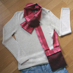 米沢琉球紬スカーフポケットつき（受注生産）-草木染着物地（古布）から 6枚目の画像