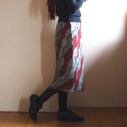 秋色雲模様ラップスカート【受注制作】-綿着物（古布）から 3枚目の画像