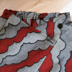 秋色雲模様ラップスカート【受注制作】-綿着物（古布）から 5枚目の画像