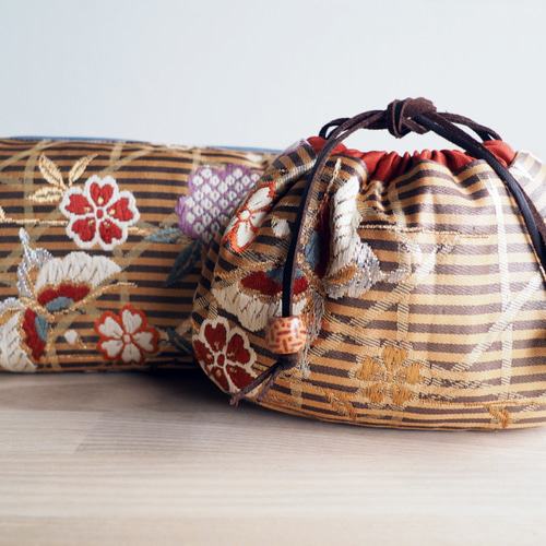 選べるキルトポーチと巾着のセット--着物地・帯から ポーチ K's