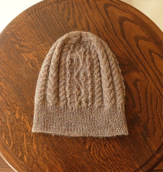 秋冬 手編み KNIT CAP　”TSUTA"-stone