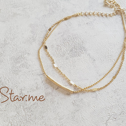 0200】ゴールドバーのシンプル2連アンクレット② アンクレット star.me