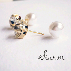 耳環“One Star Grain Swarovski”[水晶]“Pearl Catch” 第3張的照片