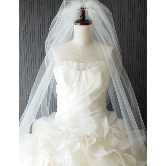 ベール 5m 3段ベール フランス製 ヴェール 結婚式　FINEBLOOM お写真映え＊三段ベール [Off-White，Ivory ］ウェディング