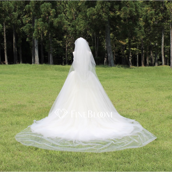 ワイド3ｍ幅＊お写真映え＊三段ベール　[Off-White，Ivory ］ウェディングベール