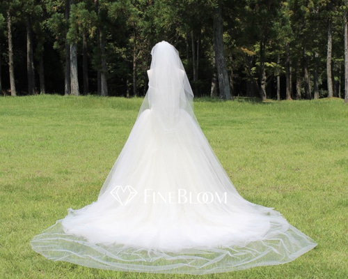 ワイド3m幅＊お写真映え＊三段ベール [Off-White，Ivory