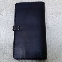 牛革・二つ折りの黒の長財布 2枚目の画像