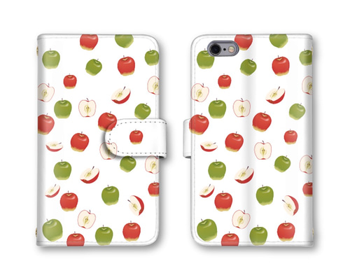 林檎 可愛い フルーツ柄 アップル 手帳型ケース カバー 送料無料