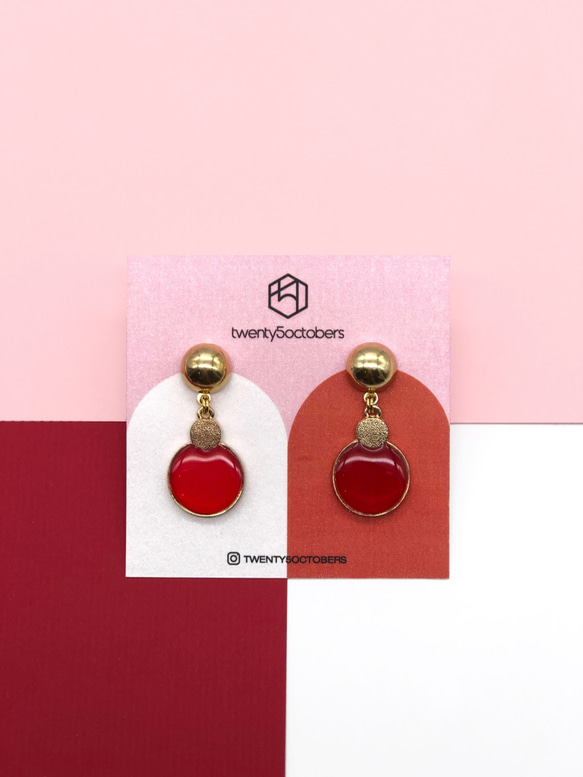 聖誕紅耳環 • 樹脂耳環 • Red Christmas Baubles Earrings • t5o 第2張的照片