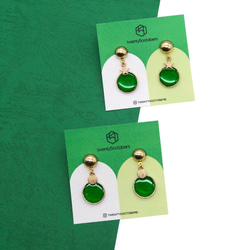 聖誕綠＆綠星耳環2入 • Green Christmas Baubles Earrings Set of 2 • t5o 第1張的照片