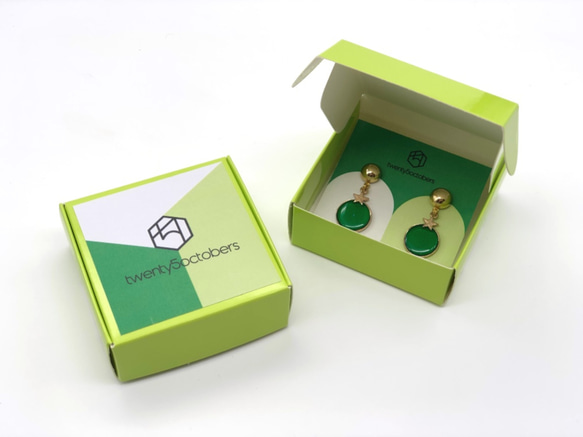 聖誕綠＆綠星耳環2入 • Green Christmas Baubles Earrings Set of 2 • t5o 第3張的照片