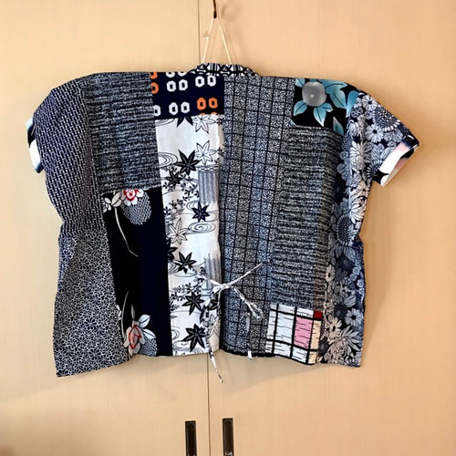 浴衣リメイクのポンチョみたいなトップス フリーサイズ シャツ 古布