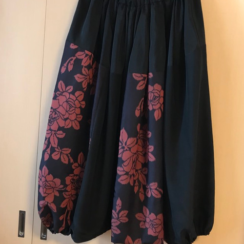 バルーンスカートみたいなサルエルパンツ（銘仙花柄）着物リメイク 