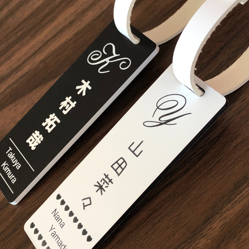 ネームタグ ゴルフ イニシャルタグ ネームプレート ◾︎ 白黒◾︎ ベルト付 ネームタグ ゴルフ イニシャルタグ ネームプレート ◾︎ 白黒