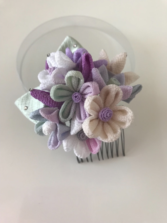 つまみ細工の髪飾り  紫陽花 1枚目の画像