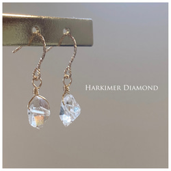 Creema限定/NY産ハーキマーダイヤモンドの一粒イヤリング/ノンホールピアス/4月の誕生石 5枚目の画像
