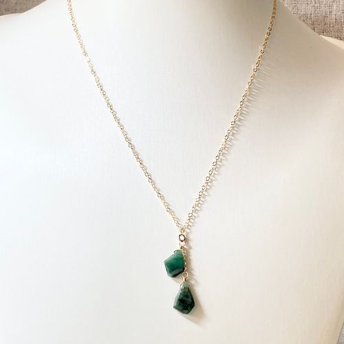 14kgf/スライスエメラルドのネックレス/5月の誕生石/ ネックレス