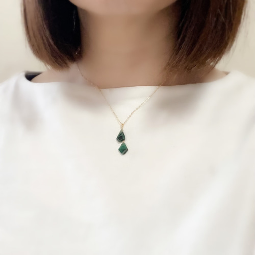 14kgf/スライスエメラルドのネックレス/5月の誕生石/ ネックレス
