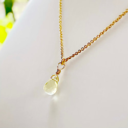 14kgf /春色宝石質レモンクォーツの一粒ネックレス/ 1枚目の画像